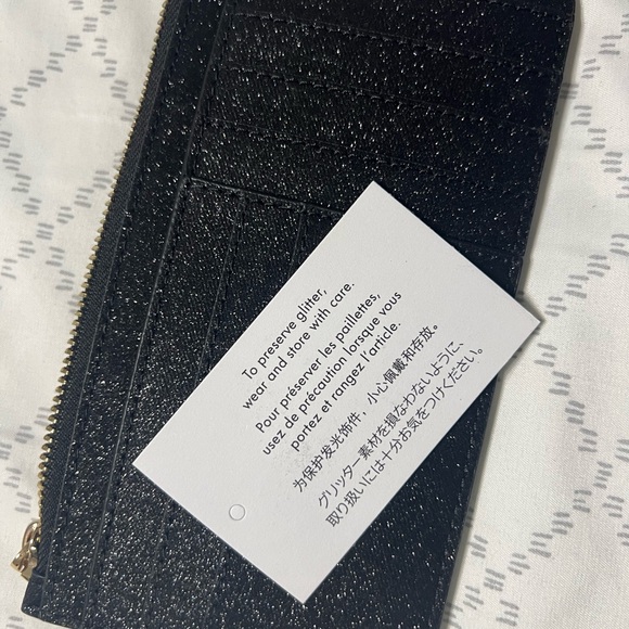 Kate Spade Black Glitter Card Holder - Picture 2 of 5